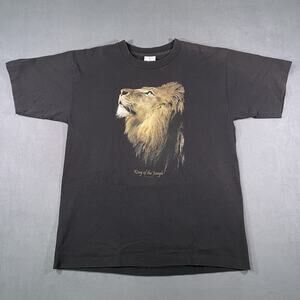 Y2K King of the Jungle Lion Single Stitch USA Made T-Shirt Black Men’s Size L